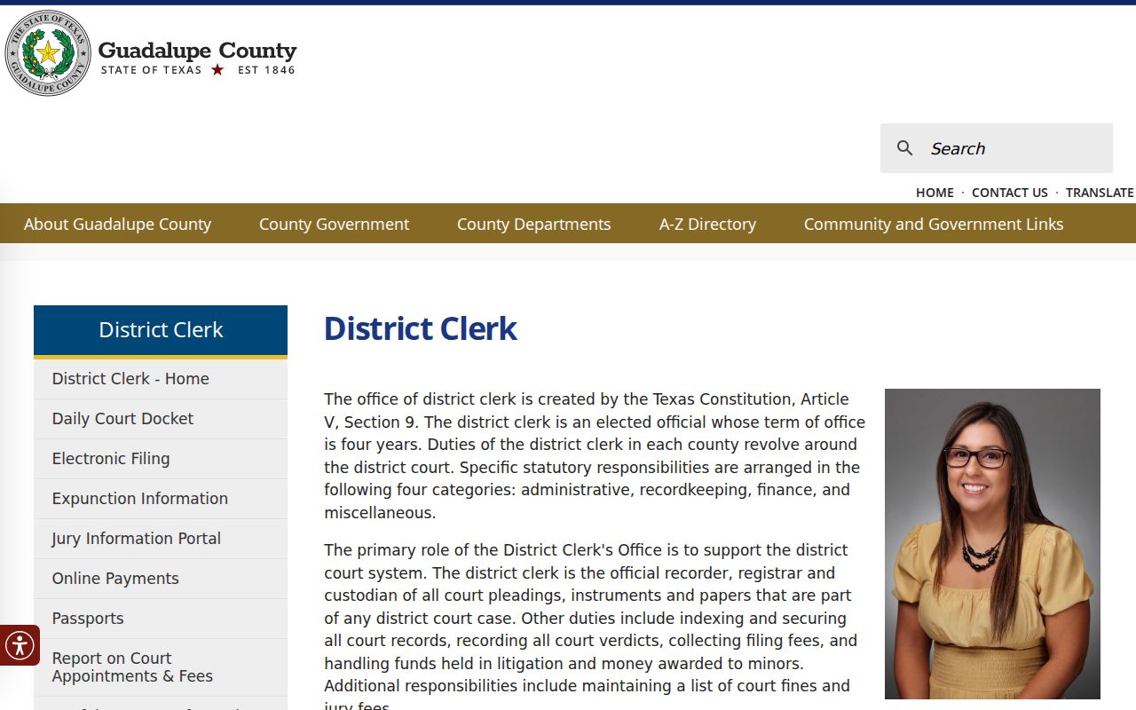 Guadalupe County warrant search, District Clerk criminal records contact