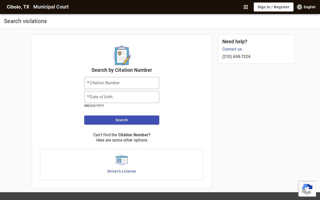 Cibolo warrant records, citation search portal fields