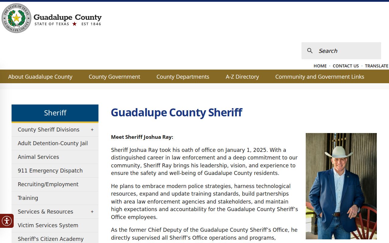 Guadalupe County warrant records, official Sheriff’s Office contact page